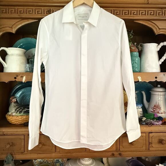 Sandro Paris NEW w Tags $195 Blouse Top Sz 39 EU/8 US Crisp White Classic Preppy - Picture 1 of 10